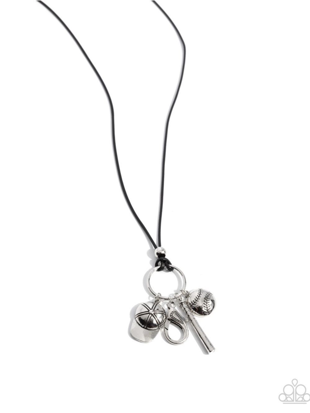 Sports Charm Pendant Necklace - Silver and Black